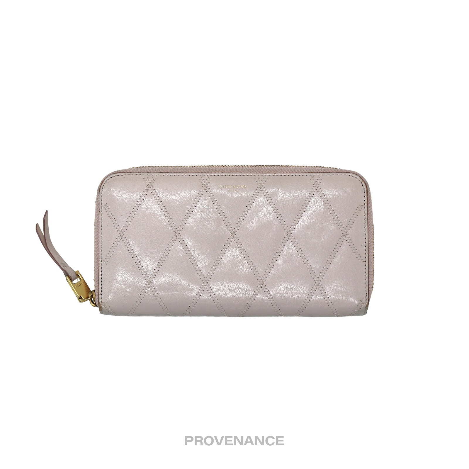 Givenchy Zip Long Wallet - Blush Quilted Leather Gold